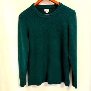 J Crew Women’s Hunter Green Crewneck sweater in extra-soft yarn, sz M